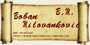Boban Milovanković vizit kartica